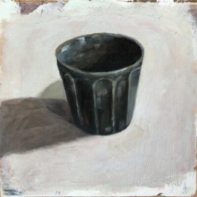 Blue latte cup, 2023
oil and acrylic on repurposed board