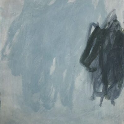 Airborn I, 2025, oil and acrylic on repurposed board, 54 x 45 cm