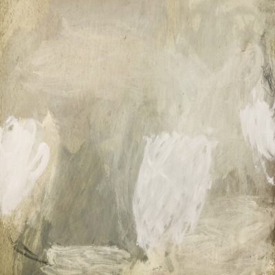 Just before, 2025, acrylic and oil on repurposed board, 39 x 35.5 cm