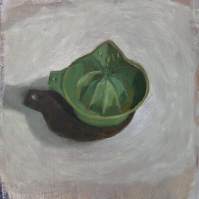 Green Squeezer, 2025, acrylic and oil on repurposed board