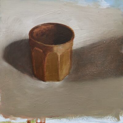 Brown Latte Cup, 2025, acrylic and oil on repurposed board