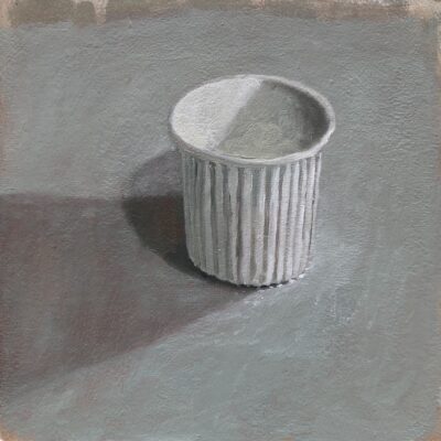 Fluted beaker, 2025, acrylic and oil on repurposed board