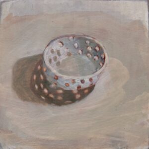 Little Ceramic Colander, 2025, acrylic and oil on repurposed board