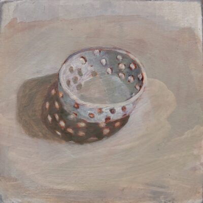 Little Ceramic Colander, 2025, acrylic and oil on repurposed board