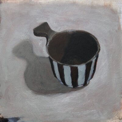 Striped Ramekin, 2025, acrylic and oil on repurposed board