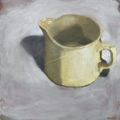 Yellow Studio Jug, 2025, acrylic and oil on repurposed board