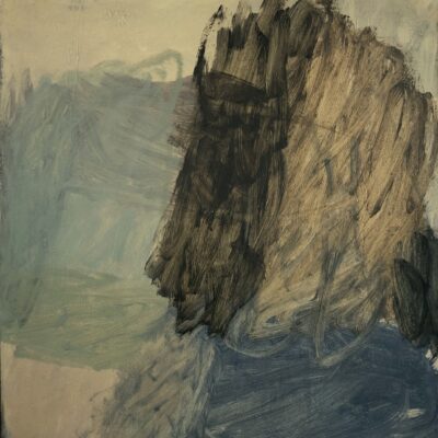 Something Lovely Happened, 2025, oil and acrylic on repurposed board, 48 x 46 cm